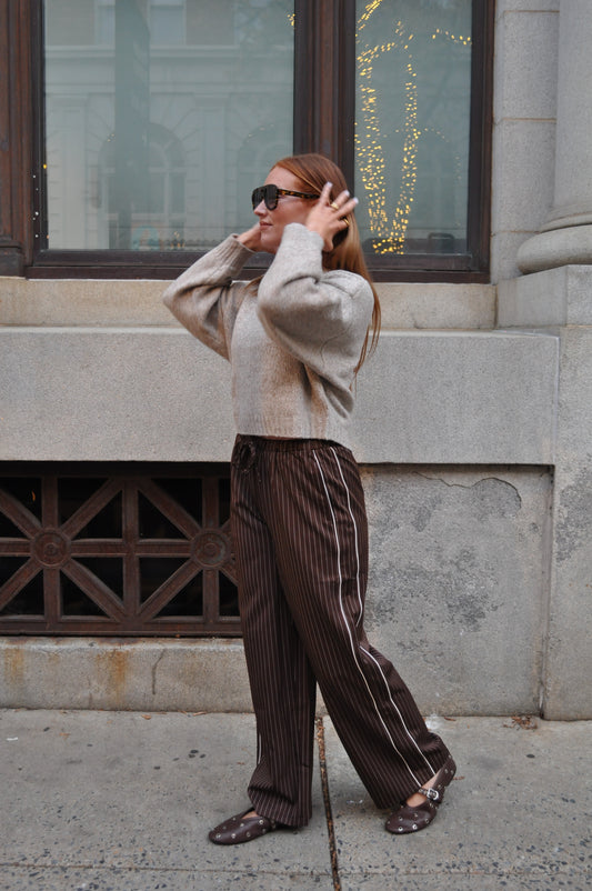 Savannah Pinstripe Pants - Chocolate