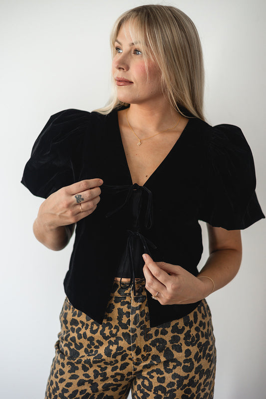 Myrrh Velvet Tie Front Top (final sale)