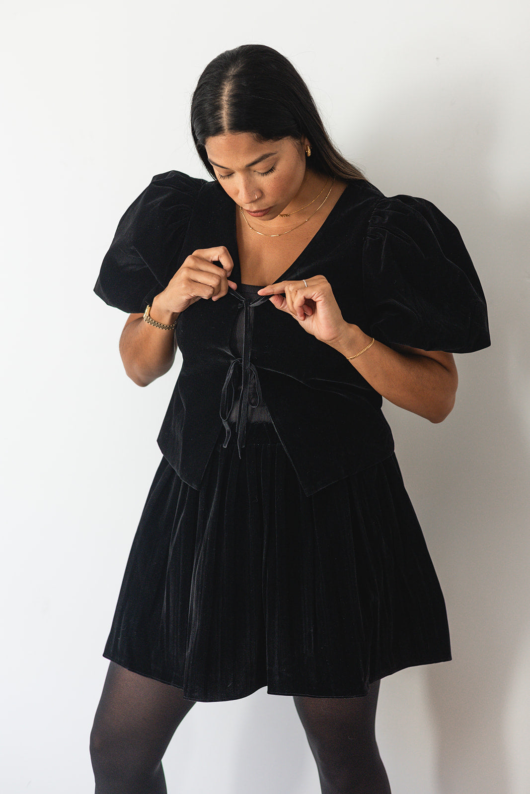 Myrrh Velvet Tie Front Top