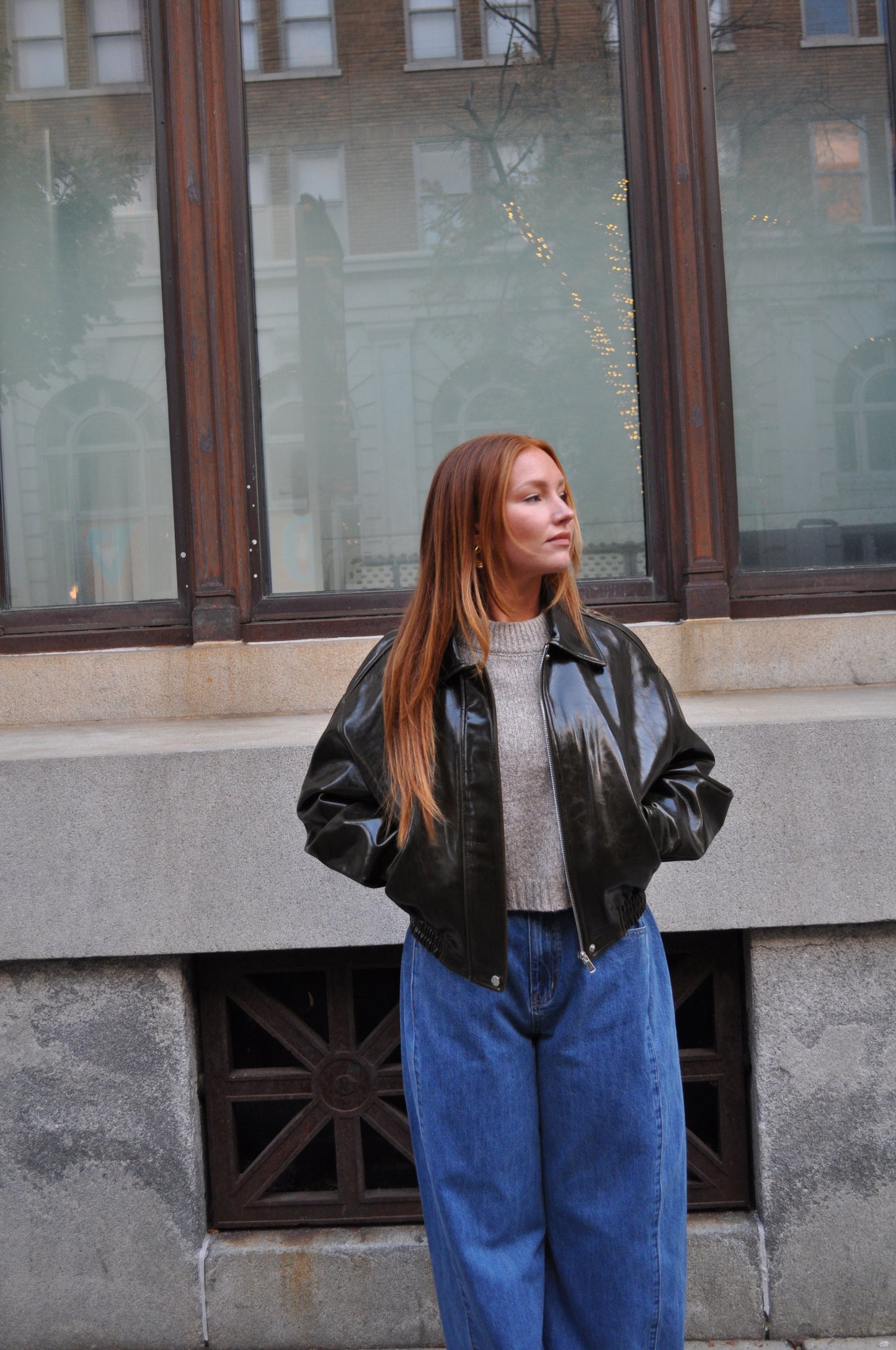 Faux Leather Bomber Jacket