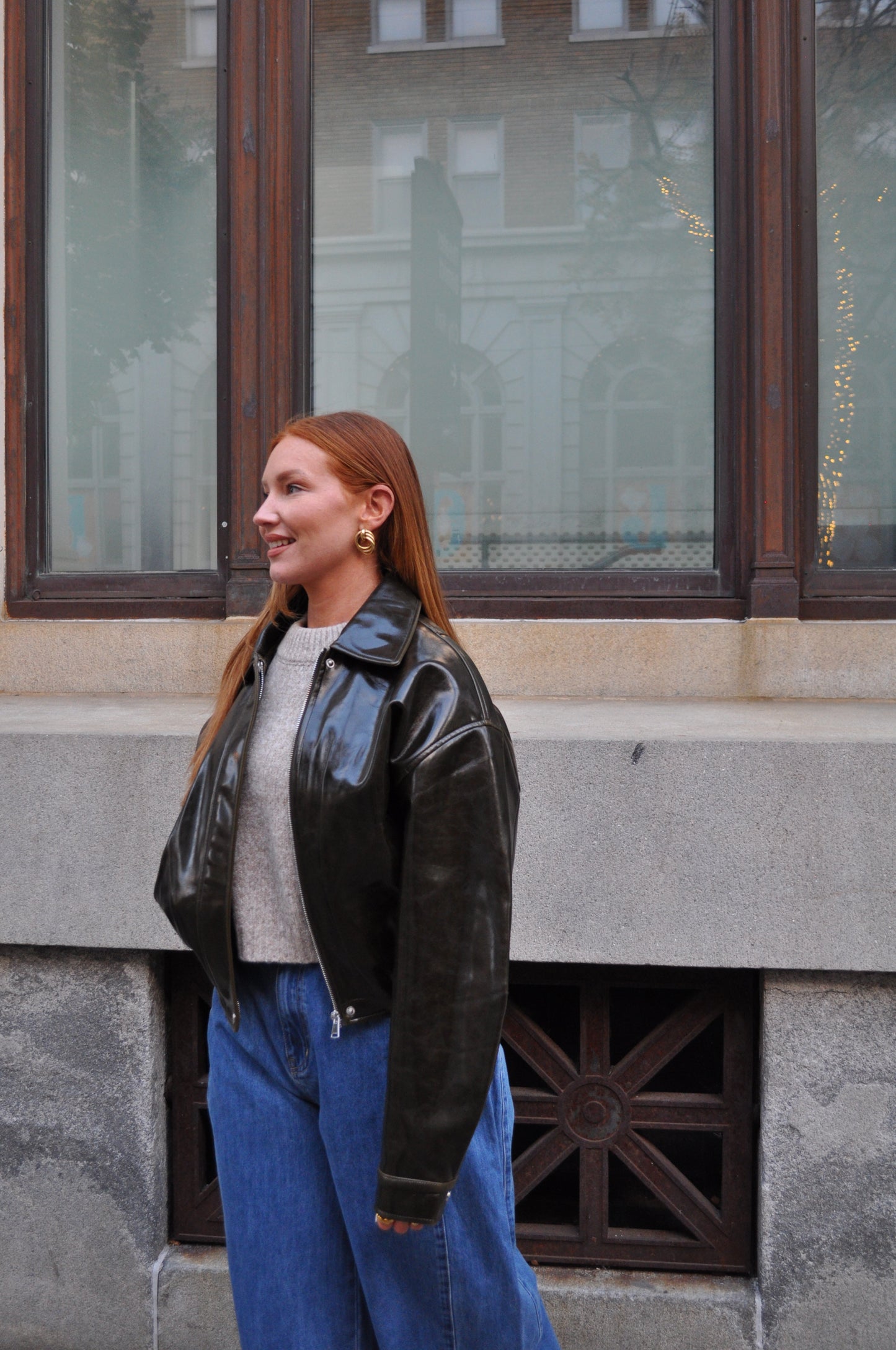 Faux Leather Bomber Jacket