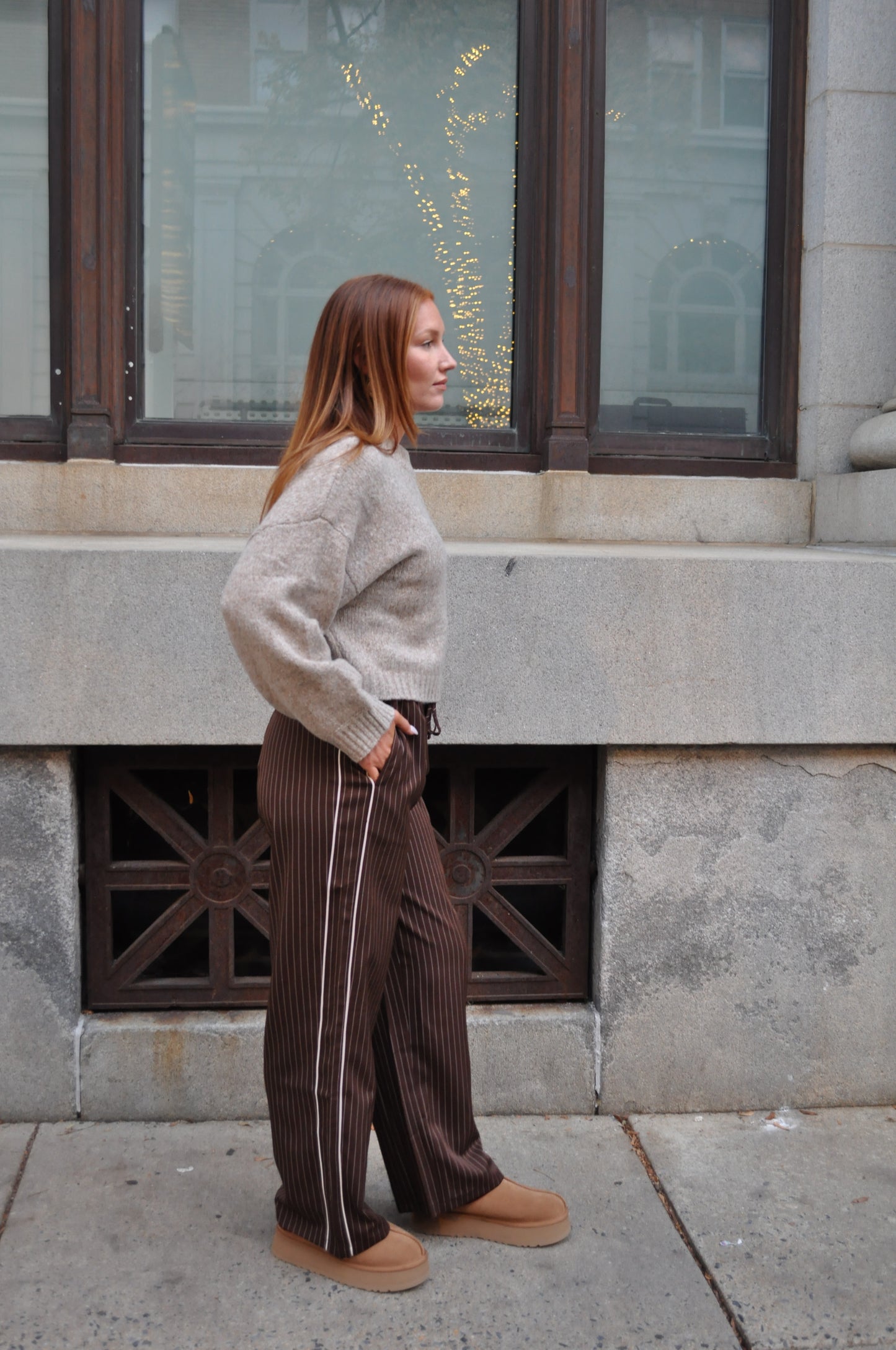 Savannah Pinstripe Pants - Chocolate