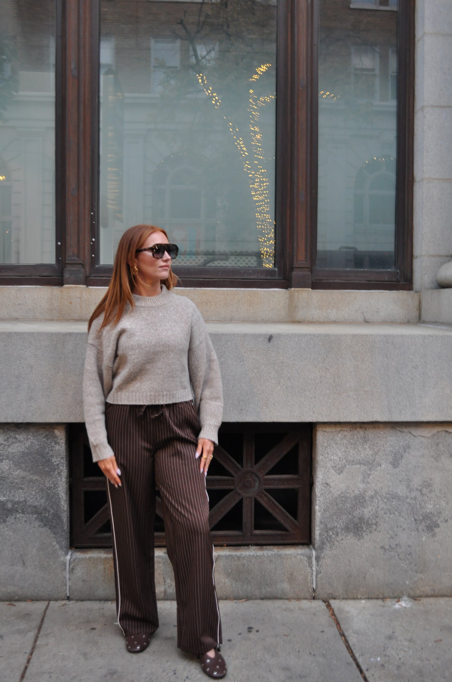 Savannah Pinstripe Pants - Chocolate