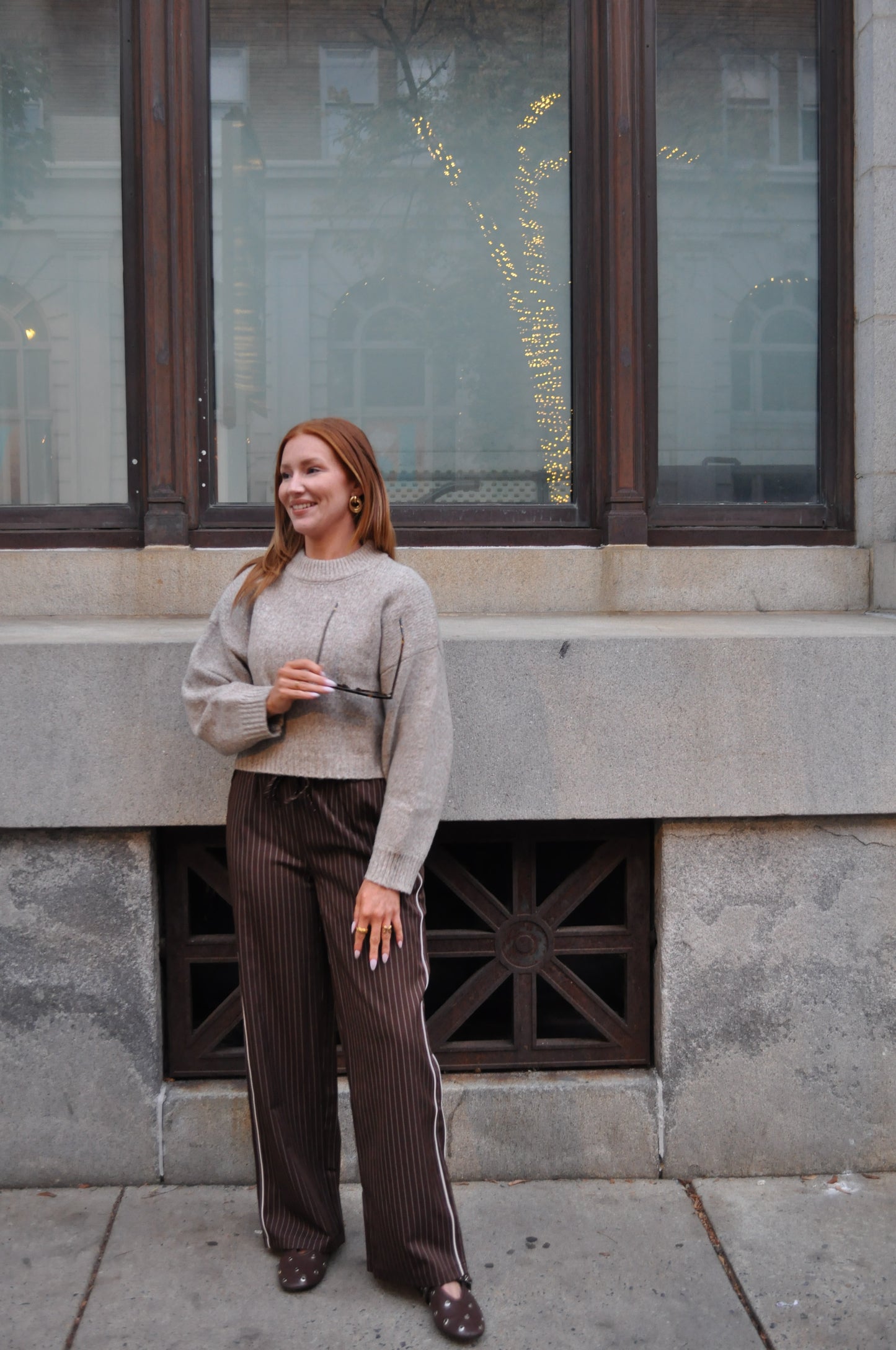 Savannah Pinstripe Pants - Chocolate