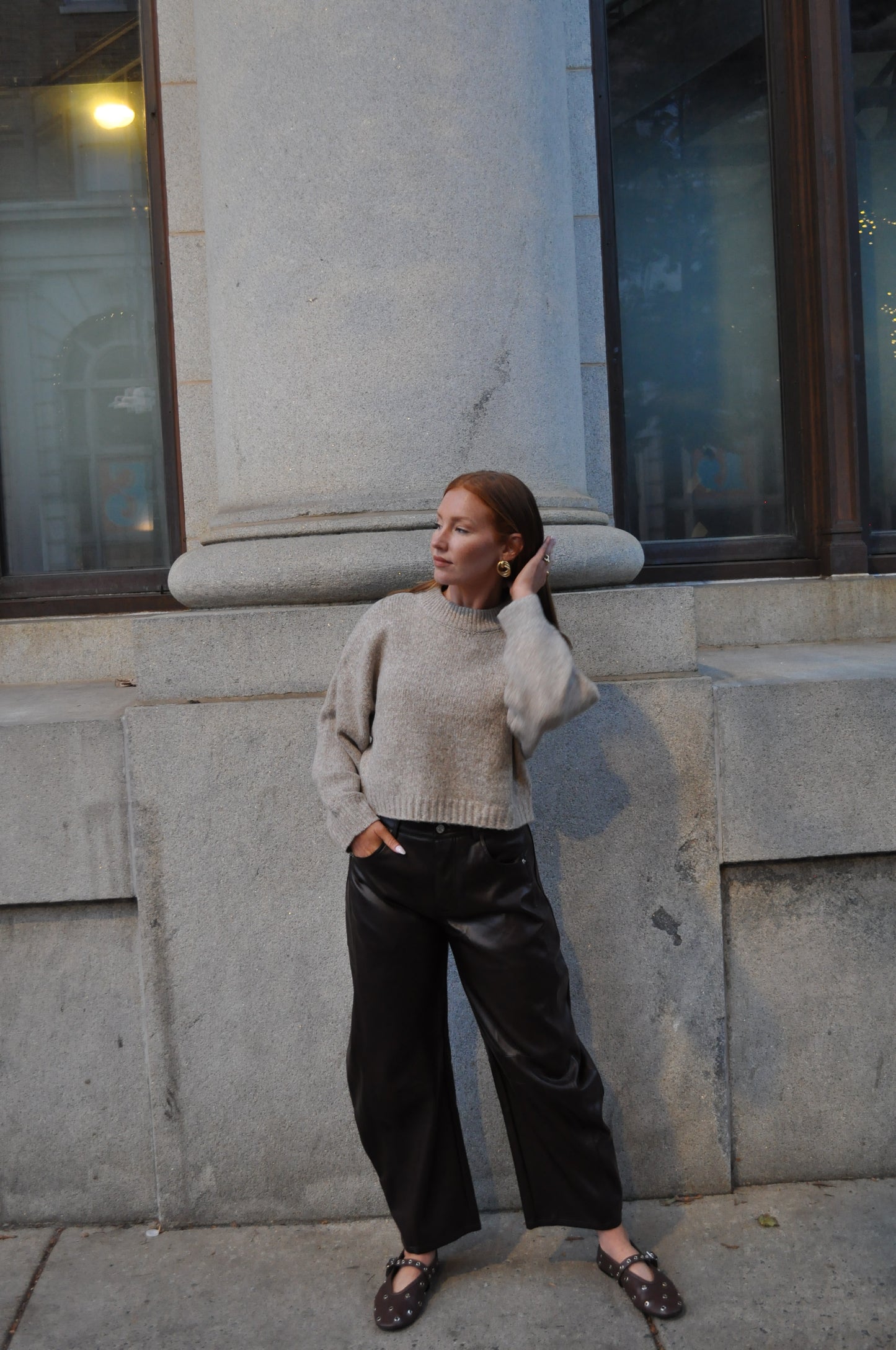 Faux Leather Barrel Pants