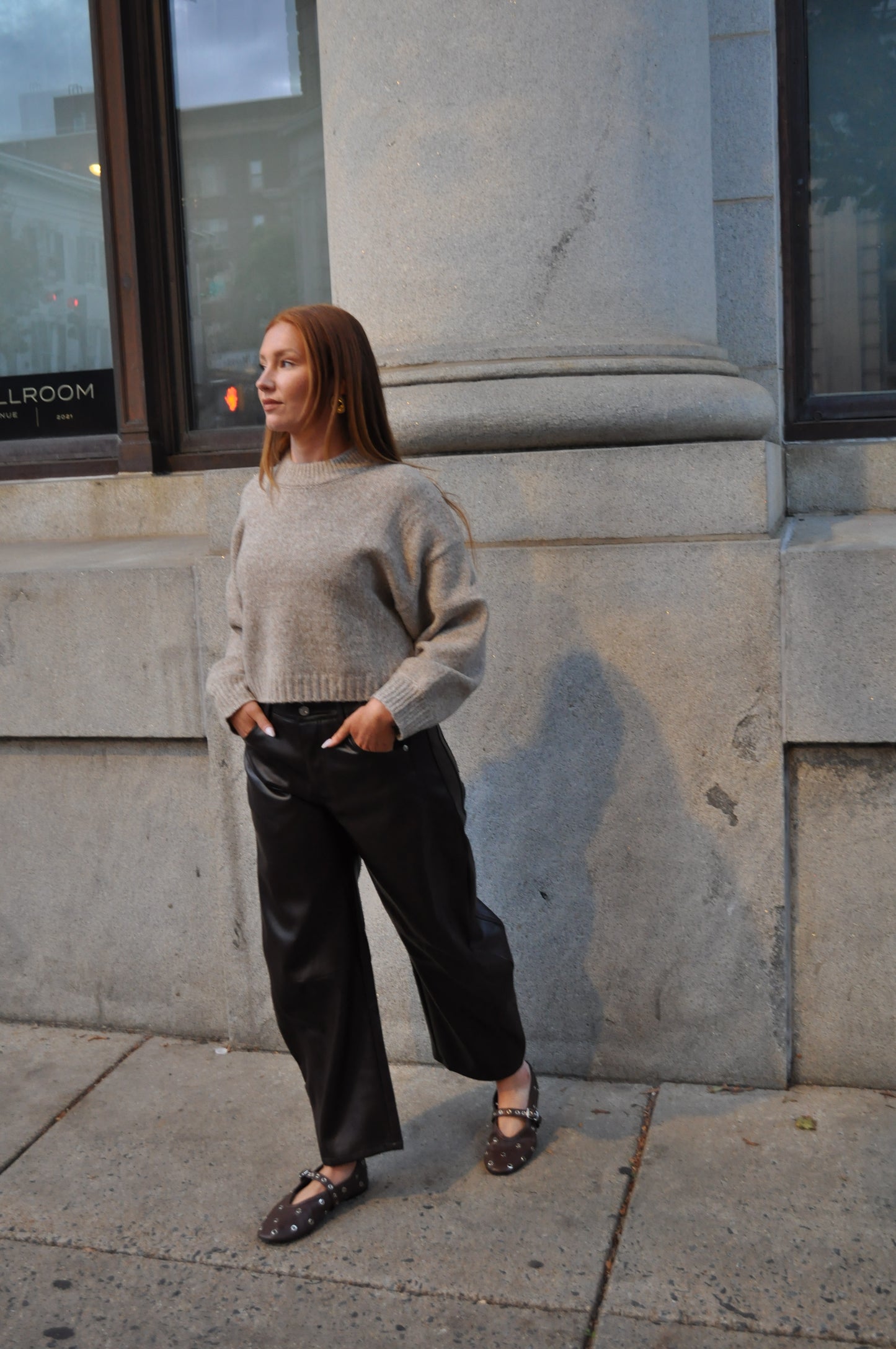 Faux Leather Barrel Pants