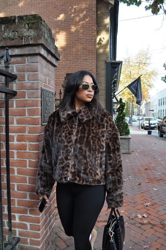 Leopard Faux Fur Jacket