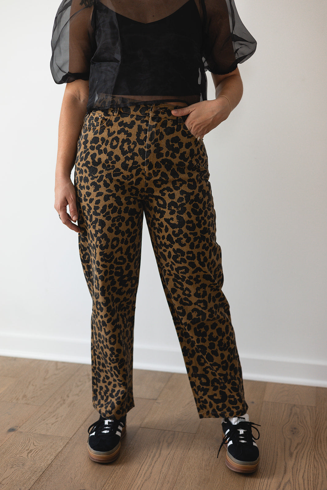 Genesis Leopard Print Denim Pants