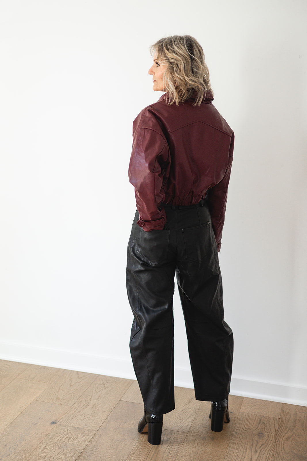 Glow Faux Leather Barrel Pants