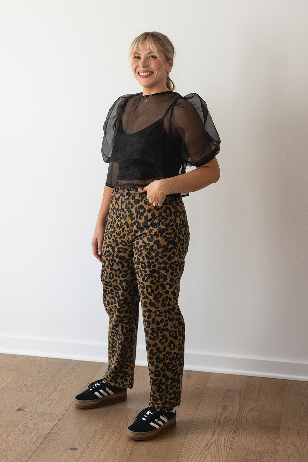 Genesis Leopard Print Denim Pants